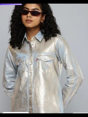 Levi's Iridescent Silver-Blue Button Front Jacket